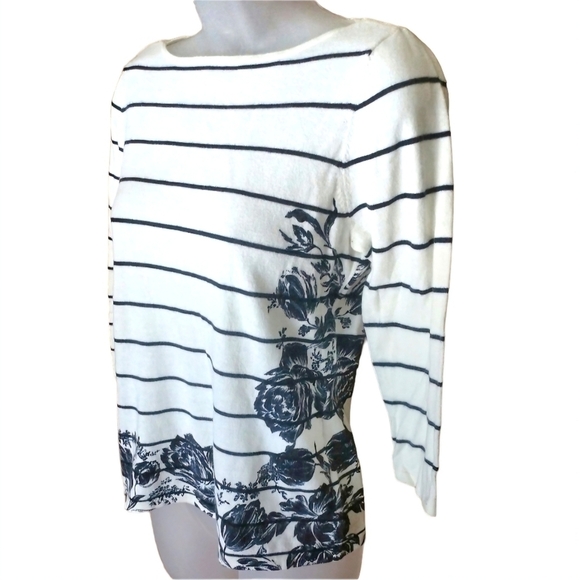 ANN TAYLOR FLOURAL T-SHIRT PETITE - Picture 1 of 7